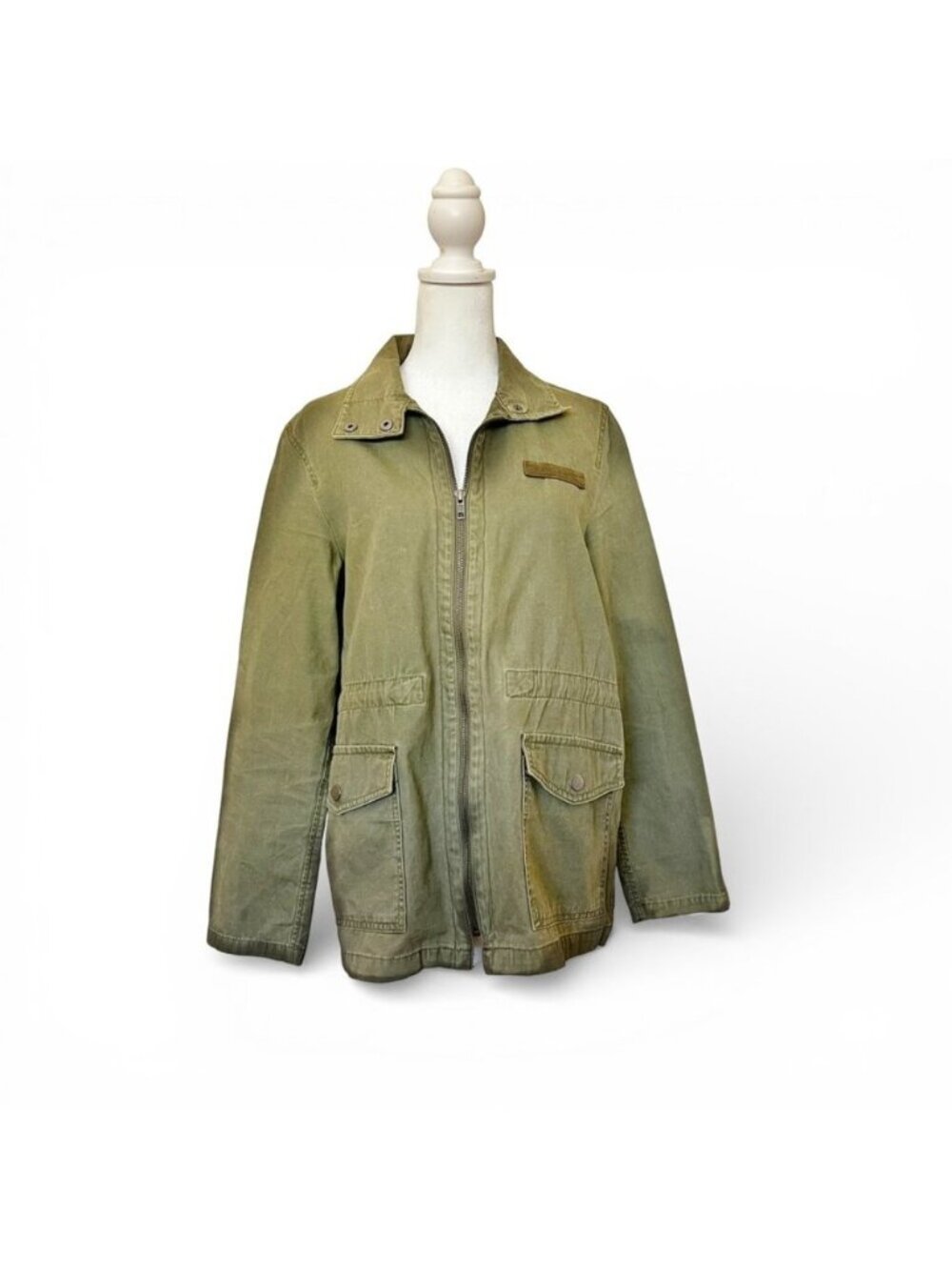 Y2K BP Olive Utility Jacket Boho Soft Grunge Military Edgy Layering Sz S - Picture 3 of 11